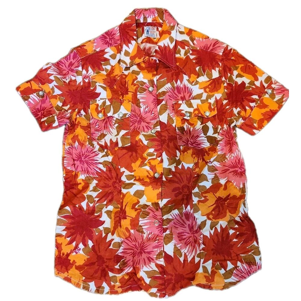 Rare Vintage Levi's Sample Garment USA Western Shirt Floral Pearl Snaps Yokes